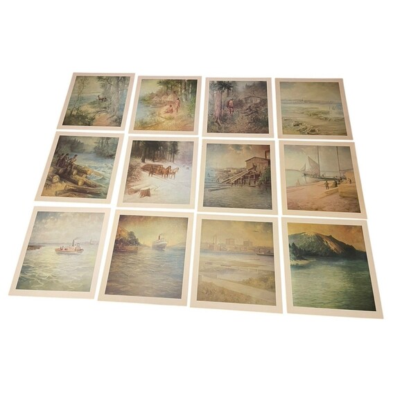 Victor Casenelli Art Prints Historical Muskegon , MI Lumbering 1960 Set Of 12 - Picture 7 of 8